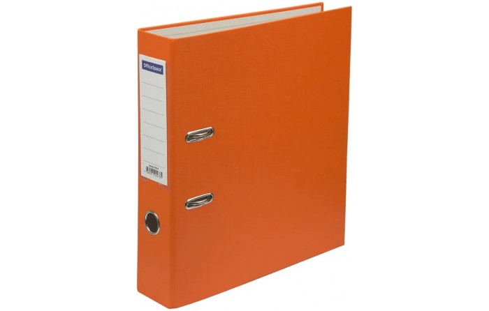 Папка-регистратор OfficeSpace, А4, 70мм, бумвинил, с карманом на корешке, оранжевая (270119)