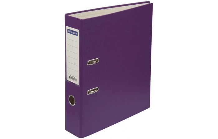 Пaпкa-регистратор OfficeSpace А4, 70мм, бумвинил, с карманом на корешке, фиолетовая (270118)