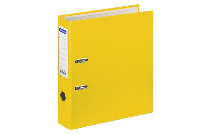 Пaпкa-регистратор OfficeSpace А4, 70мм, бумвинил, с карманом на корешке, желтая (270117)