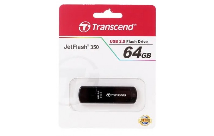 Накопитель USB Transcend Jetflash 350 64ГБ, USB2.0, черный (TS64GIF350)