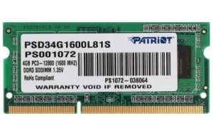Модуль памяти Patriot PSD34G1600L81S DDR3L - 4ГБ 1600, SO-DIMM, Ret
