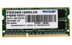 Модуль памяти Patrot PSD38G1600L2S DDR3L- 8ГБ 1600, SO-DIMM