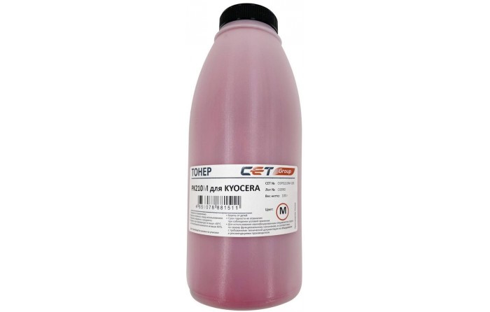 Тонер CET PK210, для Kyocera Ecosys P6230cdn/6235cdn/7040cdn, пурпурный, 500грамм, бутылка