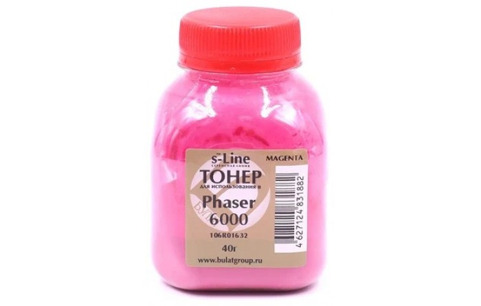 Тонер БУЛАТ S-Line для Xerox Phaser 6000 банка 40 гр, Magenta