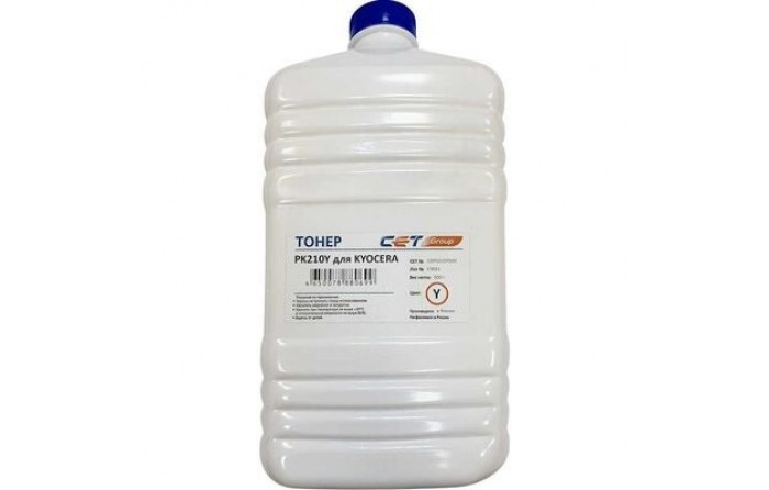 Тонер CET PK210, для Kyocera Ecosys P6230cdn/6235cdn/7040cdn, желтый, 500грамм, бутылка
