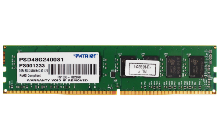 Модуль памяти Patriot Signature DDR4, 8 ГБx1 шт, 2400 МГц, DIMM, 17(CL)-17-17-42 [PSD48G240081]