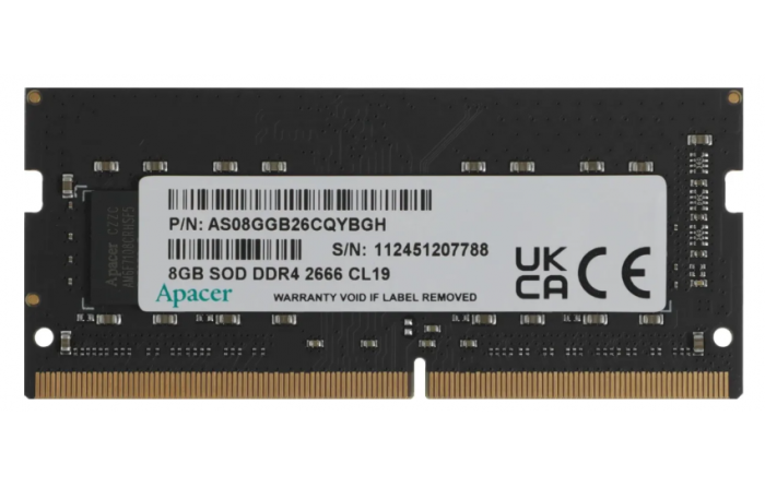 Модуль памяти SODIMM Apacer [AS08GGB26CQYBGH], 8 ГБ, 2666MHz, CL19