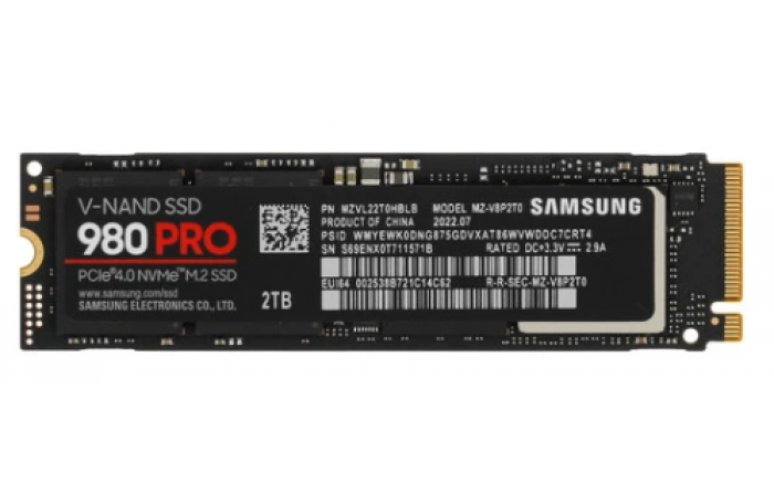 SSD накопитель Samsung 980 PRO 2ТБ, M.2 2280, PCIe 4.0 x4, NVMe, M.2