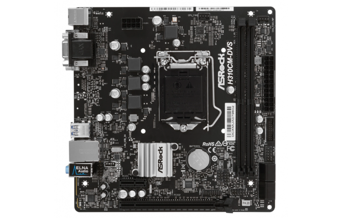 Материнская плата ASRock H310CM-DVS LGA 1151-v2, Intel H310, 2xDDR4-2666 МГц, 1xPCI-Ex16, Micro-ATX