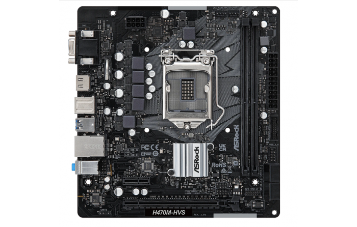 Материнская плата ASROCK H470M-HVS R2.0, LGA 1200, Intel H470, mATX, Ret