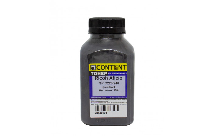 Тонер Content для Ricoh Aficio SP C220/240, Bk, 100г, банка