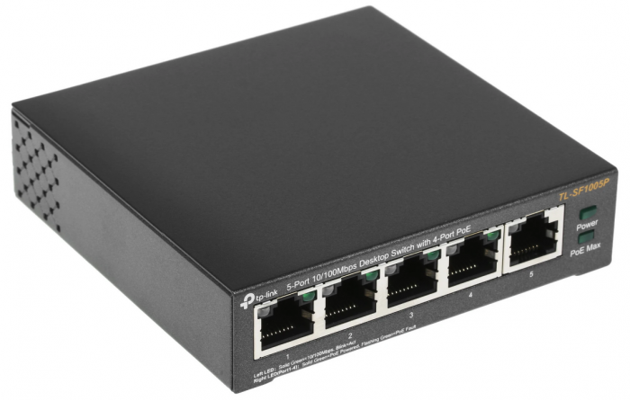 Коммутатор TP-Link TL-SF1005P (5-port 10/100Mbps, 5 PoE  ports, бюджет PoE 58 Вт) металл