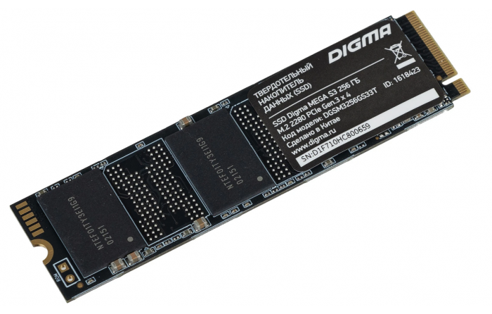 SSD накопитель Digma Mega S3 [DGSM3256GS33T] 256ГБ, M.2 2280, PCIe 3.0 x4, NVMe, M.2, rtl