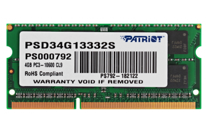 Модуль памяти SODIMM,  [PSD34G13332S], 4 ГБ, DDR3,  1333 МГц, PC10600