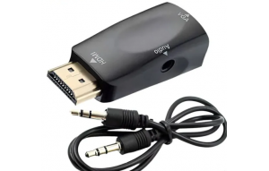 Мини переходник из HDMI в VGA аудио, чёрный