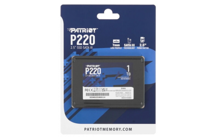 SSD накопитель Patriot Memory P220 [P220S1TB25] 1000 ГБ 2.5" SATA