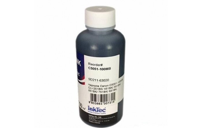 Чернила Canon для CLI-251BK/451BK/551BK/651BK/751BK/851BK, 100мл (InkTec) (C5051-100MB)