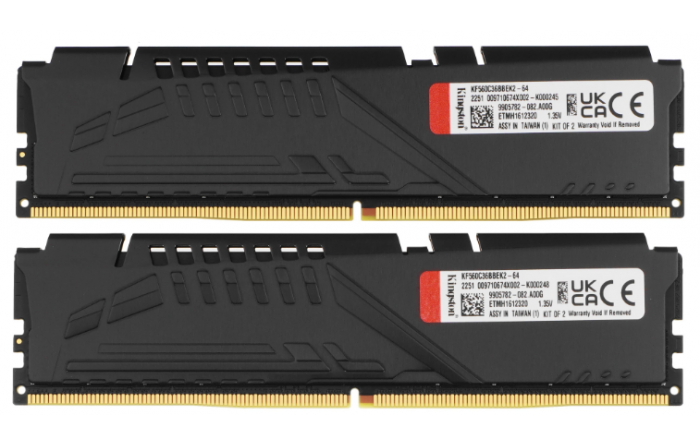 Модуль памяти Kingston Fury Beast Black Expo [KF560C36BBEK2-64] DDR5 - 2x 32ГБ 6000МГц, DIMM, Ret