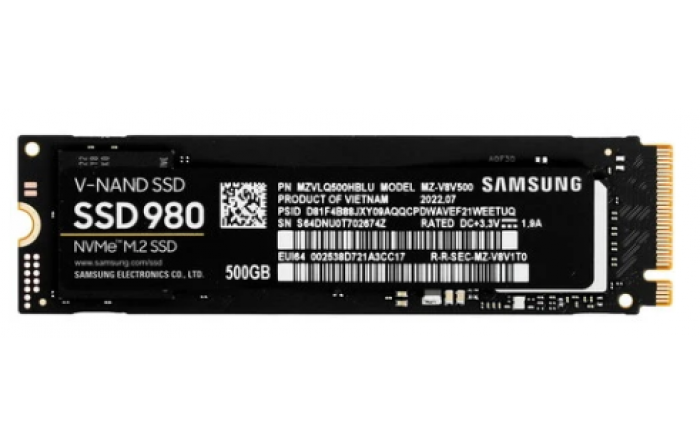 SSD накопитель Samsung 980 500ГБ, M.2 2280, PCIe 3.0 x4, NVMe, M.2